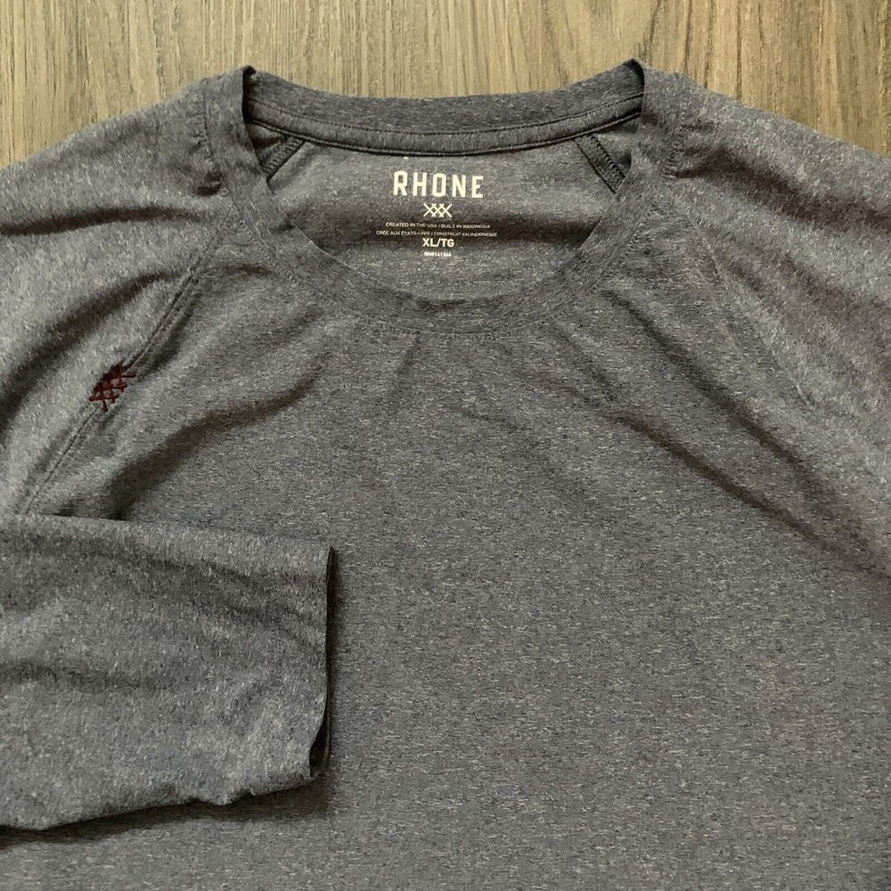 Rhone Shirt Adult Crew Neck Long Sleeve Pullover Gym Athleisure Heather Blue XL - Picture 1 of 7